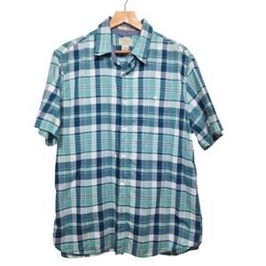 L.L. Bean Men's Blue Plaid Short Sleeve Button Up Shirt Size Large